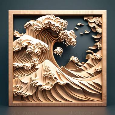 3D model great wave (STL)